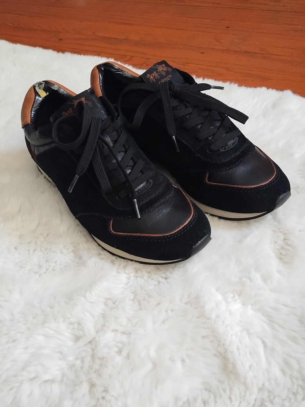Coach Black Sneakers with Brown Accent Trim